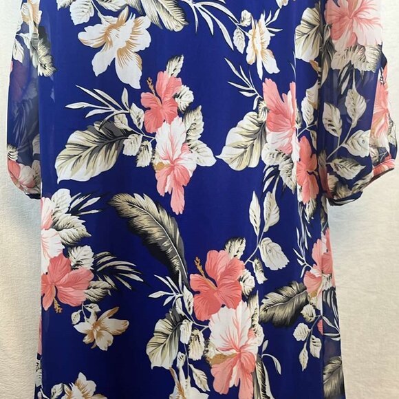 Lulus  Navy Floral Split Sleeve Dress Sz Small Wedding Vacation Celebration - Picture 3 of 12